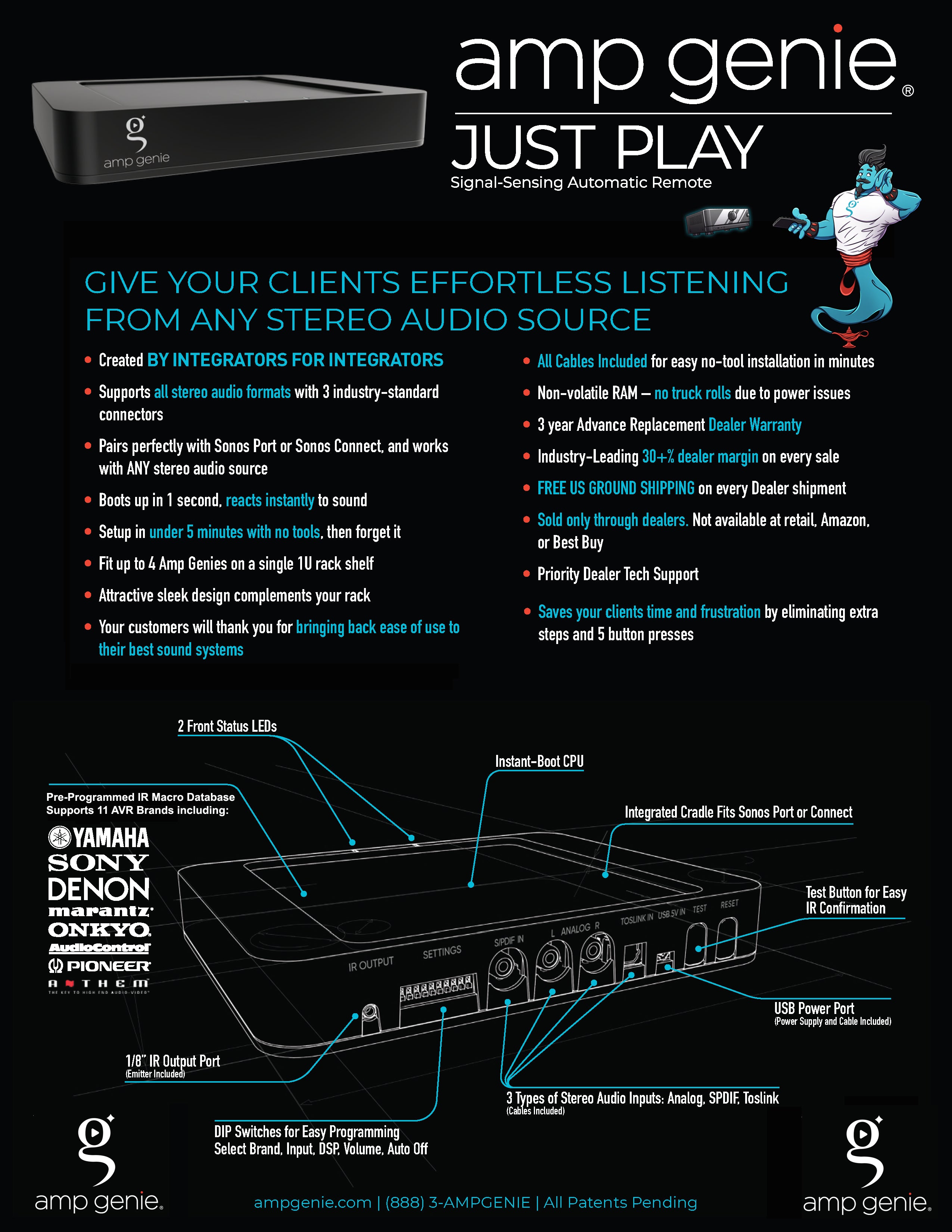 Amp Genie - The Signal-Sensing Automatic AVR Remote - For Resellers